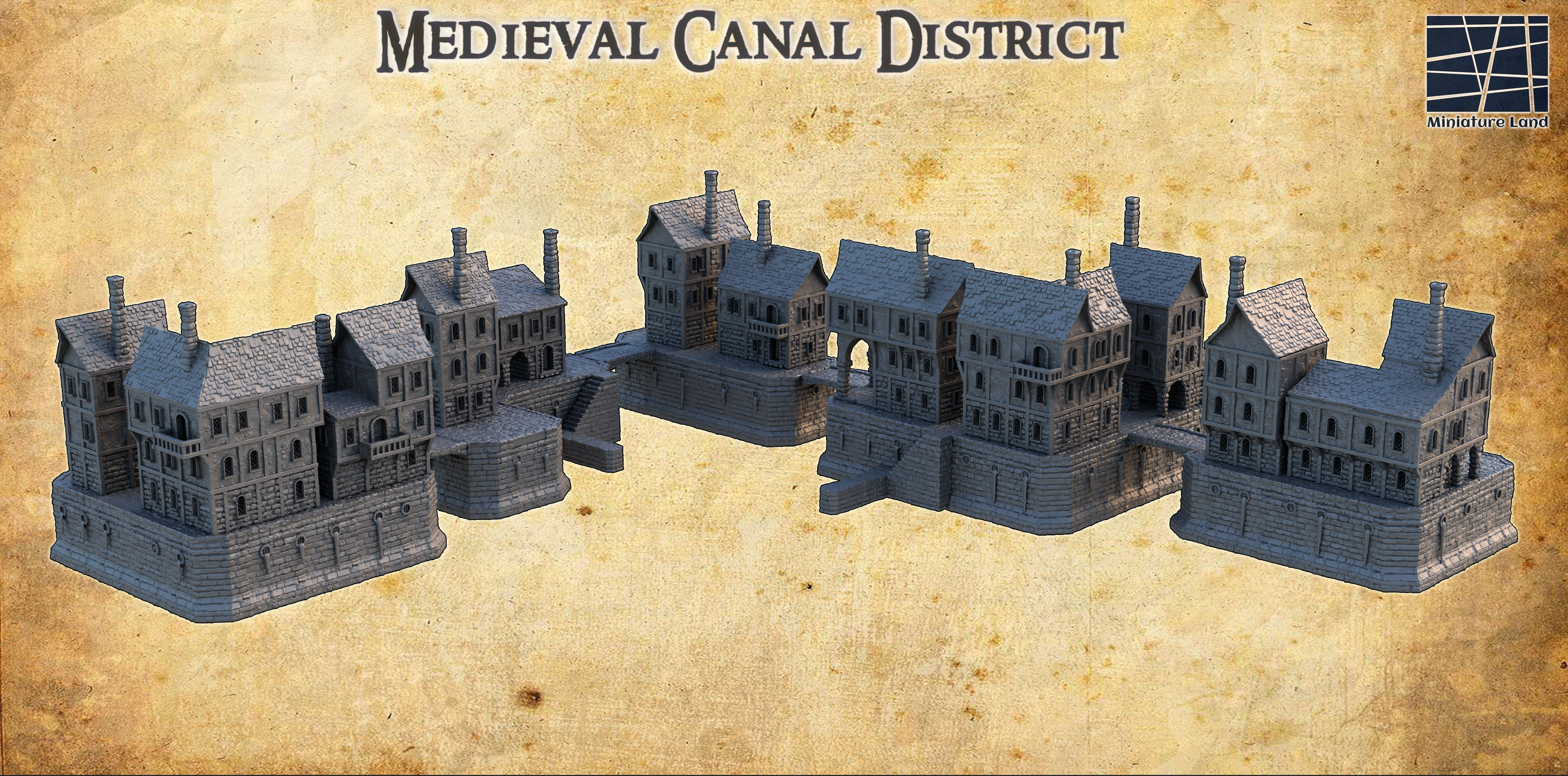 Medieval Canal District - Tabletop Terrain - 28 MM